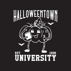 Vector Halloweentown university svg and pumpkin cartoon cute,design for shirt,Lettering text print forcricut,Halloween illustration.
