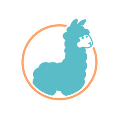 vector illustration of a monogram of a blue lama in a circle