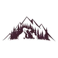 logo vector icon mountain and pet
