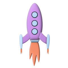 3d rocket isolated image. Fly spaceship. Design element for business,  startup and technology concept.
