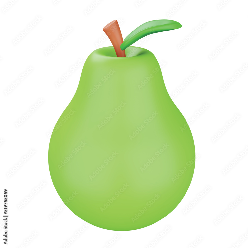 Aufkleber pear 3d rendering isometric icon.