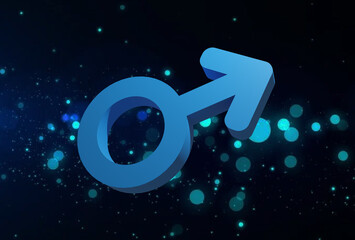 3D beautifully rendered blue male gender symbol. Minimal idea concept, 3D Render