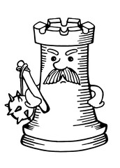 Chess rook with the face