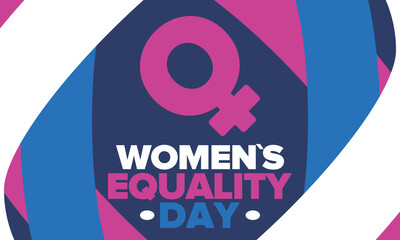 Women's Equality Day in United States. Female holiday, celebrated annually in August 26. Women right history month. Feminism concept. Poster, greeting card, banner and background. Vector illustration