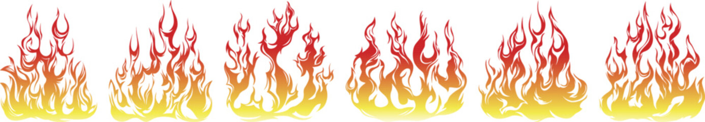 Fire flames isolated on white background. Tribal tattoo design.