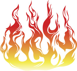 Fire flames isolated on white background. Tribal tattoo design.