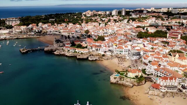 Hyperlapse along Conceicao and Duquesa beaches in Cascais, Portugal during a summer day