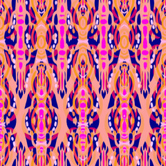 Ikat seamless pattern as cloth, curtain, textile design, wallpaper, surface texture background.