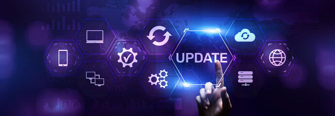 Update software system upgrade download new version internet technology concept.