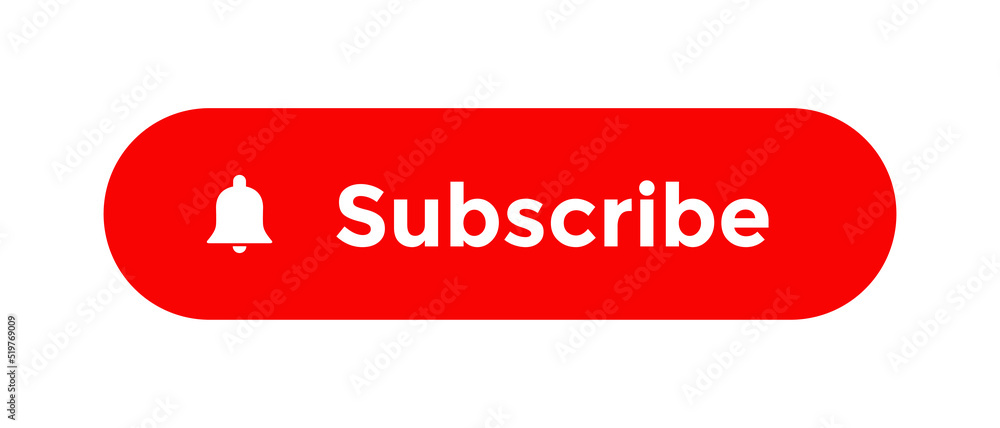 Poster subscribe button icon vector in flat style. streaming channel element