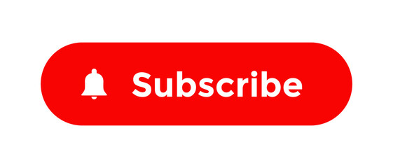 Subscribe button icon vector in flat style. Streaming channel element