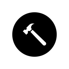 Hammer icon vector isolated on circle background