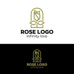 rose and infinity logo design minimal and modern logotype