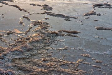 Dead Sea water and salt deposits