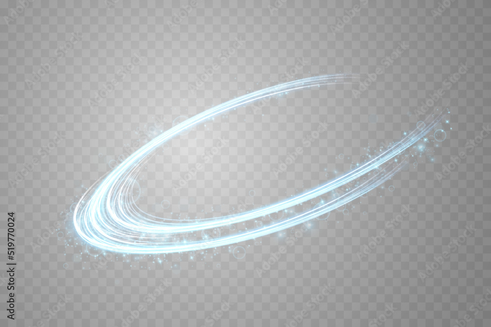 Poster abstract light lines of movement and speed with blue color sparkles. light everyday glowing effect. 