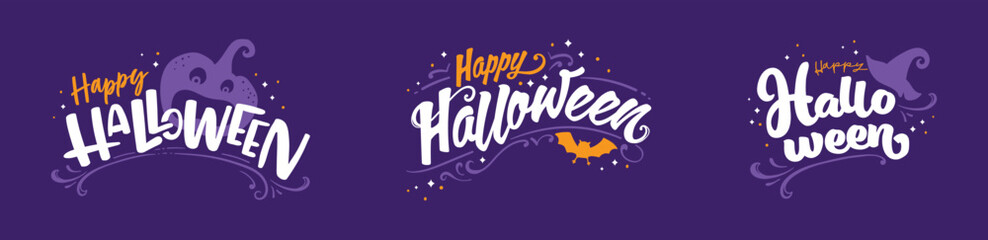 Happy Halloween lettering. Great for banners, wallpapers, invitations, cards - Vector design.