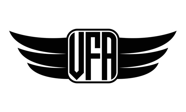 VFA three Letter wing minimalist creative concept icon eagle symbol professional black and white logo design, Vector template