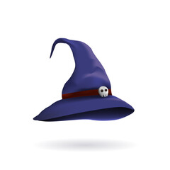 Fototapeta premium Illustration cartoon realistic witch hat blue color