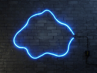 stylish modern blue neon light frame cloud