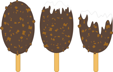 Ice cream vector illustration. Ice cream lolly. White. With nuts.