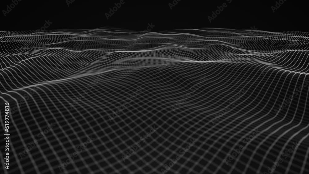 Poster abstract network mesh waving fx background loop/ 4k animation of an abstract background with digital
