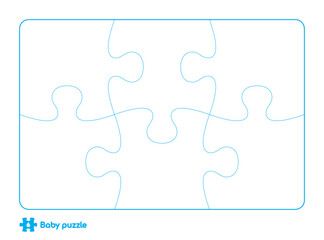 Vector baby puzzle template. 6 pieces. Isolated on white background