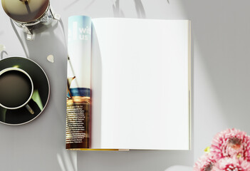 Mockup with magazine clean page. Design identity realistic background. - 519776002