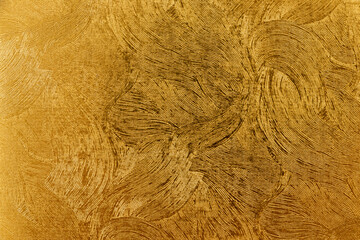 精細な曲線パターンのある金色の壁紙