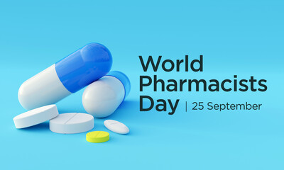 World Pharmacists day is observed every year on 25 September, The day focuses on the importance of pharmacists, and it honors how much they impact our health and well-being. 3D Rendering