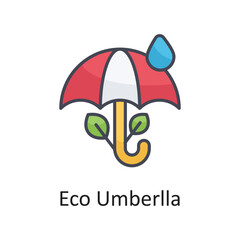 Eco Umbrella vector Filled Outline Icon Design illustration on White background. EPS 10 File 