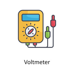 Voltmeter vector Filled Outline Icon Design illustration on White background. EPS 10 File 