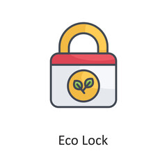 Eco Lock vector Filled Outline Icon Design illustration on White background. EPS 10 File 