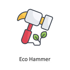 Eco Hammer vector Filled Outline Icon Design illustration on White background. EPS 10 File 