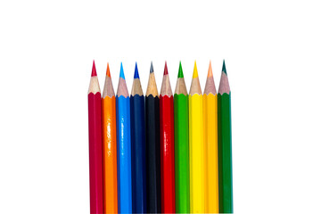Color pencils isolated on white background close up Beautiful color pencils.Color pencils for...
