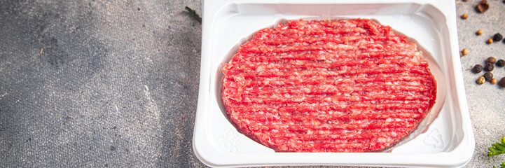 raw beef cutlet burger fresh dish healthy meal food snack on the table copy space food background 