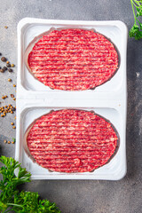 raw beef cutlet burger fresh dish healthy meal food snack on the table copy space food background 