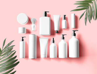 Branding spa bottle product. Design identity mockup. Health care beauty background presentation.