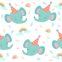 funny seamless patterns for babies. funny animals in cartoon style for birthday decoration. vector illustration
