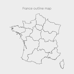 Vector map country France divided on regions
