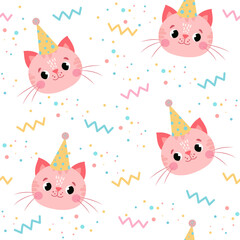 funny seamless patterns for babies. funny animals in cartoon style for birthday decoration. vector illustration