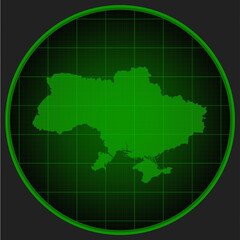 Template vector map outline Ukraine on radar
