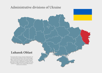 Vector map Ukraine and Luhansk oblast