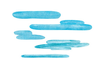 watercolor texture of water, set with puddles