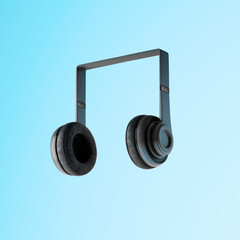 Headphones audio music notes device app background concept.
