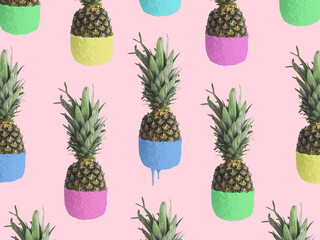 Pineapple colorful style pop art background design wallpaper.