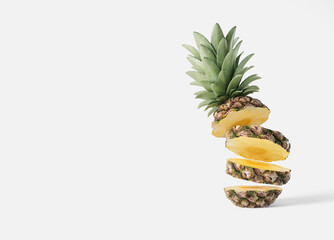 Sliced pineapple  colorful style pop art background design wallpaper.