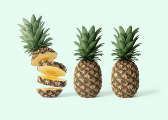 Pineapple colorful style pop art background design wallpaper.