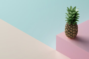 Tropical bright background concept. Pineapple fruit juicy design wallpaper. 