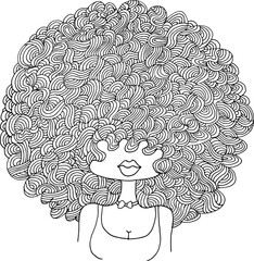 black and white Beauty Hair Pattern Design vector drawing	