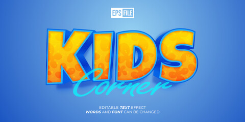 Kids corner editable text 3d font style